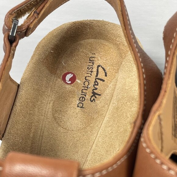 Clarks Unstructured Kylyn Step Sandals Women’s Sz 10 Dark Tan Leather Adjustable - Picture 5 of 10
